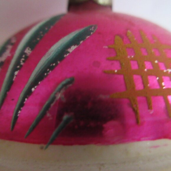 3 Hand Painted Blown Glass Christmas Ornaments Poland Pink Silver Vintage - Picture 7 of 16